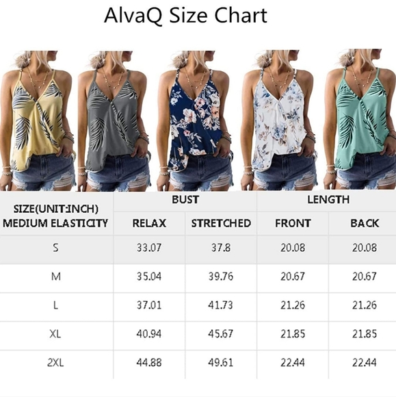 SOLD! Blue Floral V Neck Tank Top - Picture 3 of 3